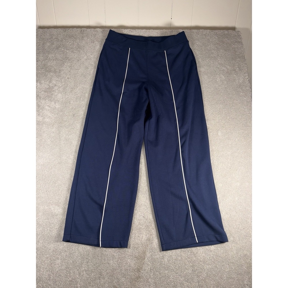 Spanx Air Essentials Airpique Straight Track Pant Navy 1x NWT Front Slit Pockets